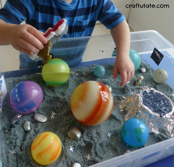 Space Rocks Activities Outer Space Discovery Bin - Craftulate