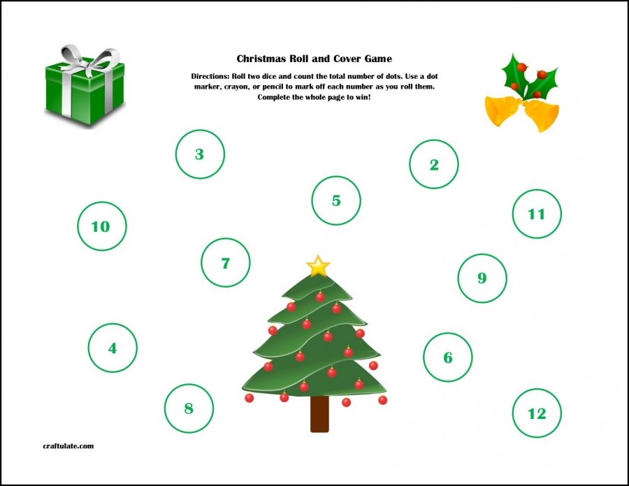 Christmas Two Dice Roll and Cover Game Craftulate