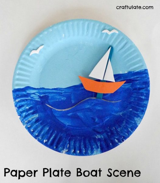 Paper Plate Boat Scene - a fun craft for kids with movable boat